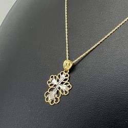 14kt Gold Open Two Tone Cross 1.30grams 165072 30 