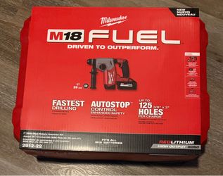 Milwaukee M18 FUEL 18V Lithium-Ion Brushless 1 in. Cordless SDS-Plus Rotary Hammer Kit with Two 6.0 Ah Batteries, Hard Case