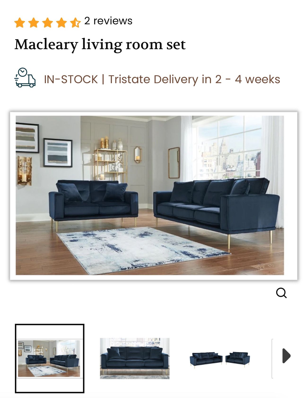 Couches, Sofa Macleary Blue Set