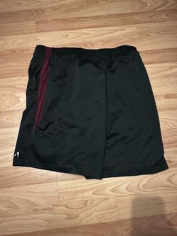 A1 Men's Black/Burgundy Athletic Shorts XL Elastic Drawstring Waist Gym Training