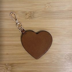 Faux leather heart keychain charm