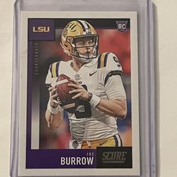 2020 Panini Score Joe Burrow Bengals Rookie Card LSU #360 
