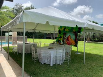 Tables, chairs, tents