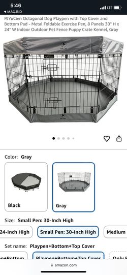 30” high pet puppy, dog play pad, play yard with door and top and bottom cover