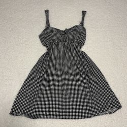 Eyeshadow Women Black Gingham Print Mini Flare Dress 