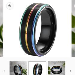 size 12 $50 RAINBOW RING, PRIDE RING, BLACK TUNGSTEN RING WITH RAINBOW GROOVE, RAINBOW WEDDING RING, RAINBOW WEDDING BAND, BLACK TUNGSTEN WEDDING RING