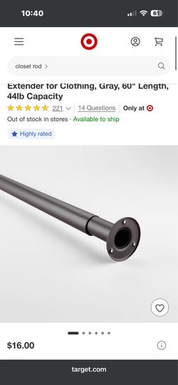 Adjustable Closet Bar / Pole / Rod
