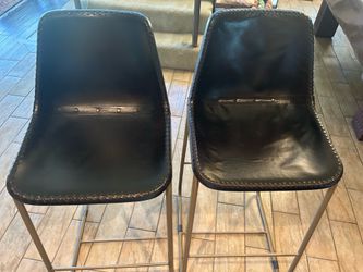Black leather bar chairs