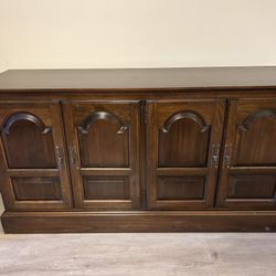 Credenza Real Wood, Walnut Color With Shelves