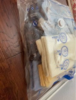 3 sets of bathtowels  -1set bath towels-1set hand towels-1set face towels-blueand yellow-are in space bag to keep clean-never used/$60.00