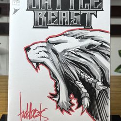 Battle Beast #1 Todd Beats Signed & Original Art Blank Cover Sketch-w/COA