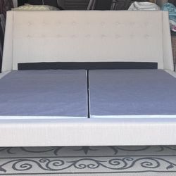 Mid Century Upholstered King Bed Frame