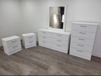 Dresser With Mirror, Chest And Two Nightstands 🌌 Comoda Con Espejo, Gavetero Y Dos Mesitas De Noche 🌌