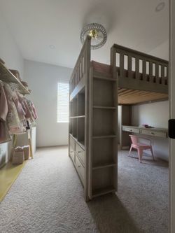 Kids Loft Bed with Desk, Drawers & Storage – Modern Wood Finish