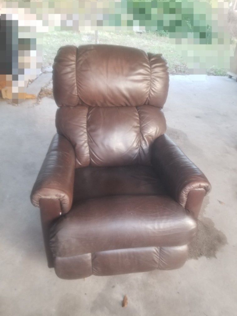 LaZBoy Brown Leather Manual Rocking/Recliner