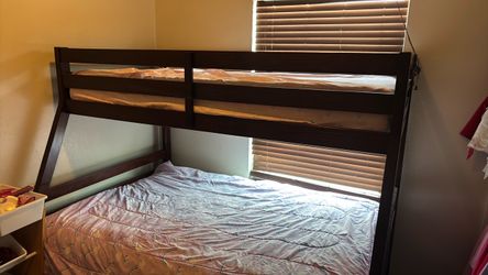 Dark Brown Wood Bunk Bed Frame