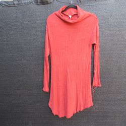 We The Free People Burnt Orange Cowl Neck Sweater Top Shirt Dress Size Medium