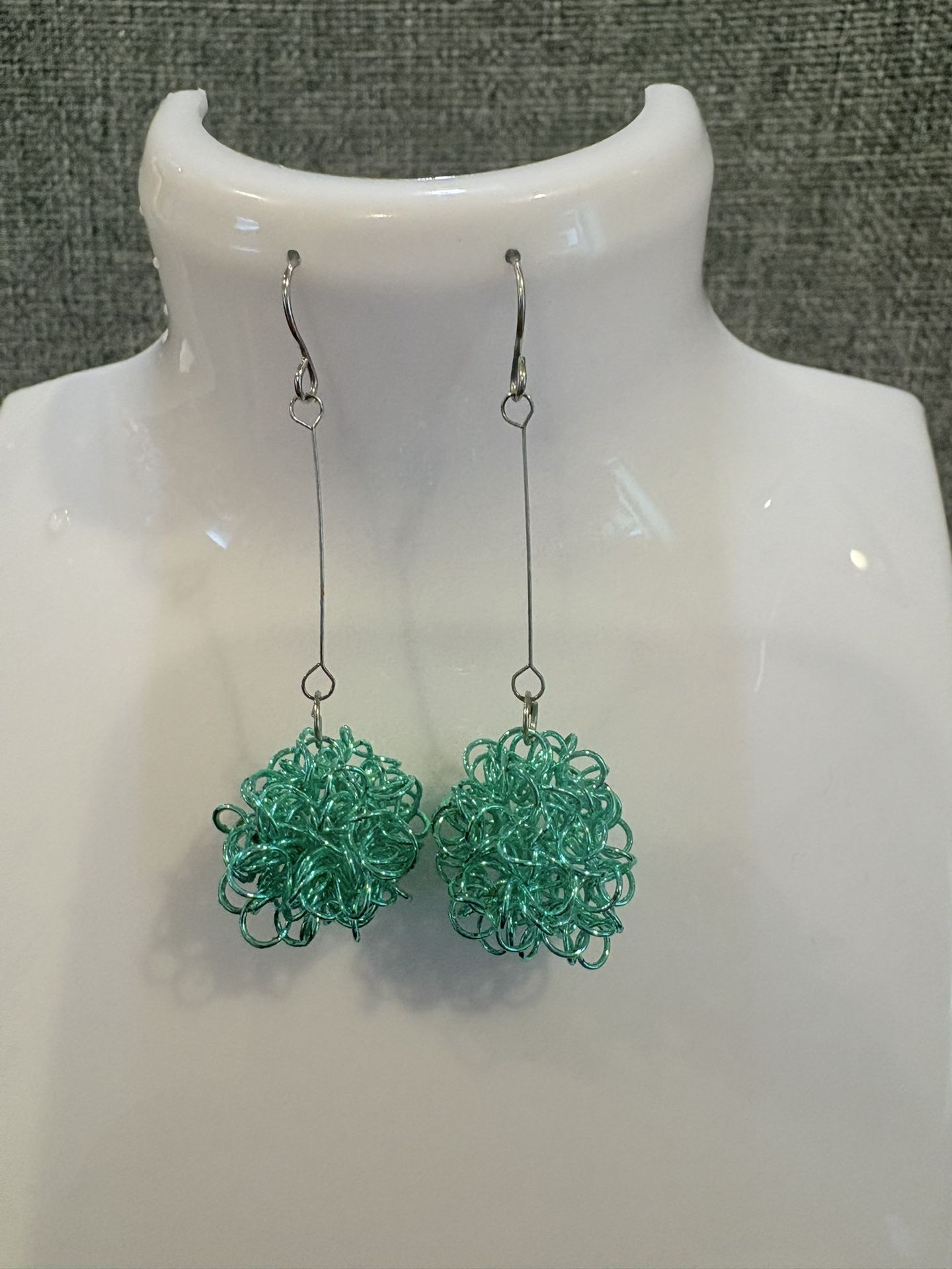 Never Use Wire wrapped Dangle Earrings-Turquoise Color