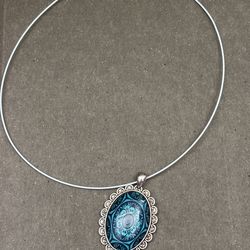 Blue Mandala Pendant Necklace