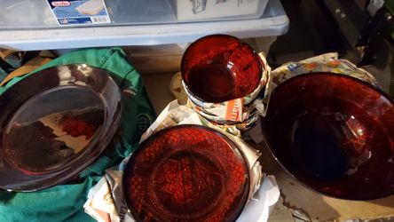 Red glass dishes