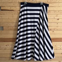 INC International Concepts Navy Blue White Stripes PullOn Long Skirt Size 2X
