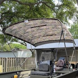 KING BIRD 4 Bow Bimini Top.  Boat Canopy ,  1 Inch  Aluminum Frame 54" Height with Rear Support Poles* 67-72 Wide