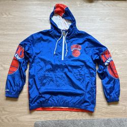 Size Large - Mitchell And Ness Authentic Retro Vintage New York Knicks Windbreaker Jacket NBA Basketball - New Era 47 Brand Starter Nike Sports
