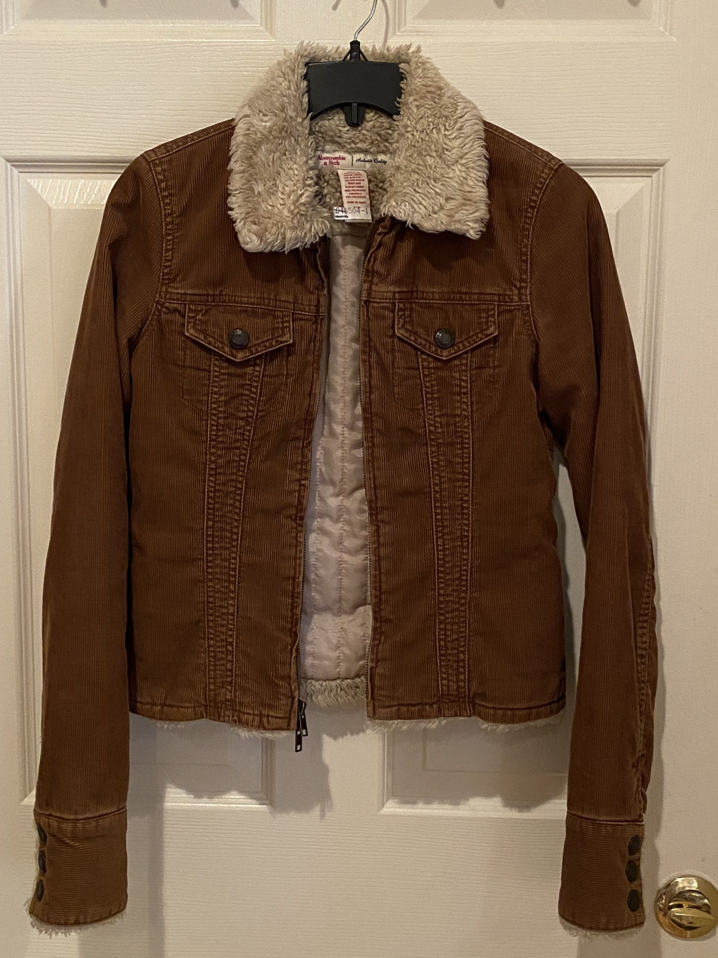 Abercrombie & Fitch Sherpa Cordroy zipper jacket-XS