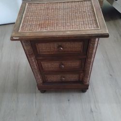 Wooden Side Table with Drawers
