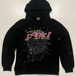 Pink Black Sp5der Hoodie  Small