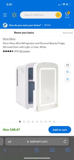White Mini Fridge With Mirrorred Door And Light