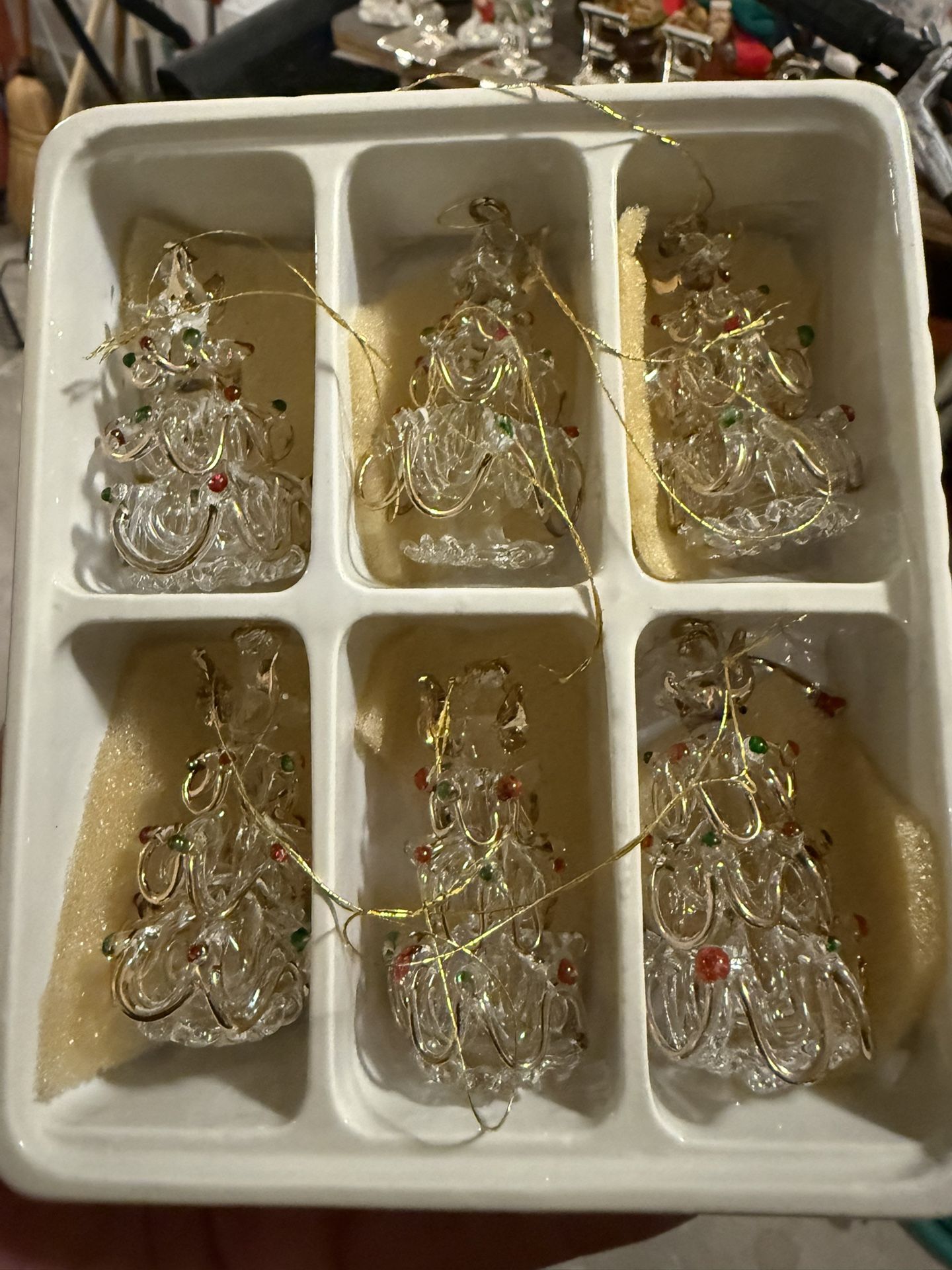 6 Vintage Glass Mini Christmas Tree With Angel On Top