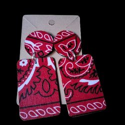 Red bandanna earrings 
