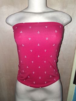 Wild Fable Women's ButterBliss Reversible Tube Top in Red Anchors.size XS new