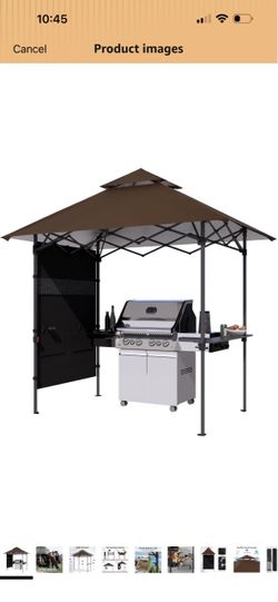 ABCCANOPY 8x5 Pop Up BBQ Grill Gazebo with Lights & Sidewall, Brown
