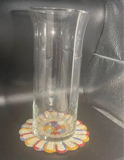 Tall Clear Glass Vase 9”