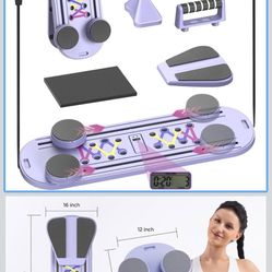 Pilates Board, Portable Pilates Reformer Equipment with Timer, 7-in-1 Foldable Pilates Machine for Home Workout, Multi-Purpose Pilates Equipment at Ho