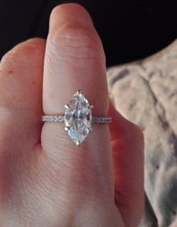 3.5 carat Marquis sterling silver ring size 9