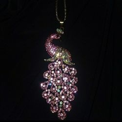 Beautiful! Pink Crystal Peacock Charm w/Free Chain -$18. OBO❤😊🌹
