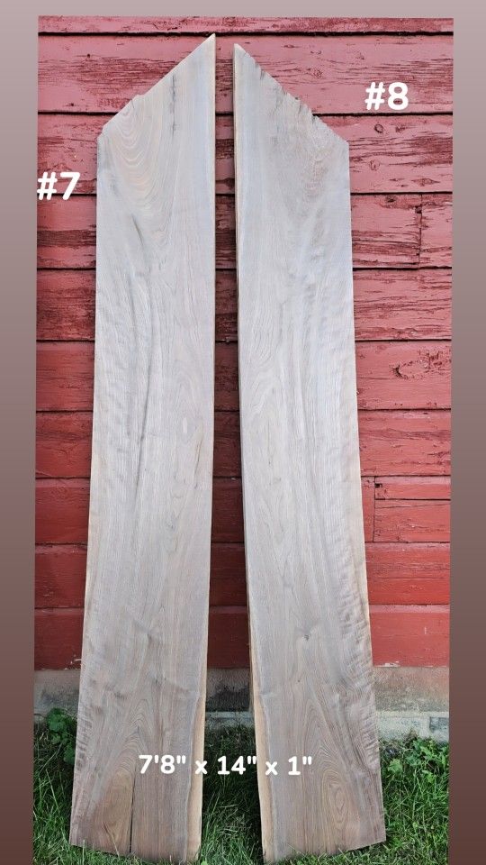 2 Book Matched Walnut  Planks - 7'8" x 14" x 1"