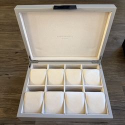 Addison Ross London Watch Case - 8 Slot - Gray Lacquer & Leather