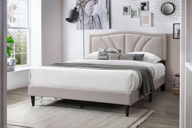 Queen Size Grey Tufted bed with Orthopedic Mattress