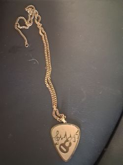 Guitar pic pendant gold necklace