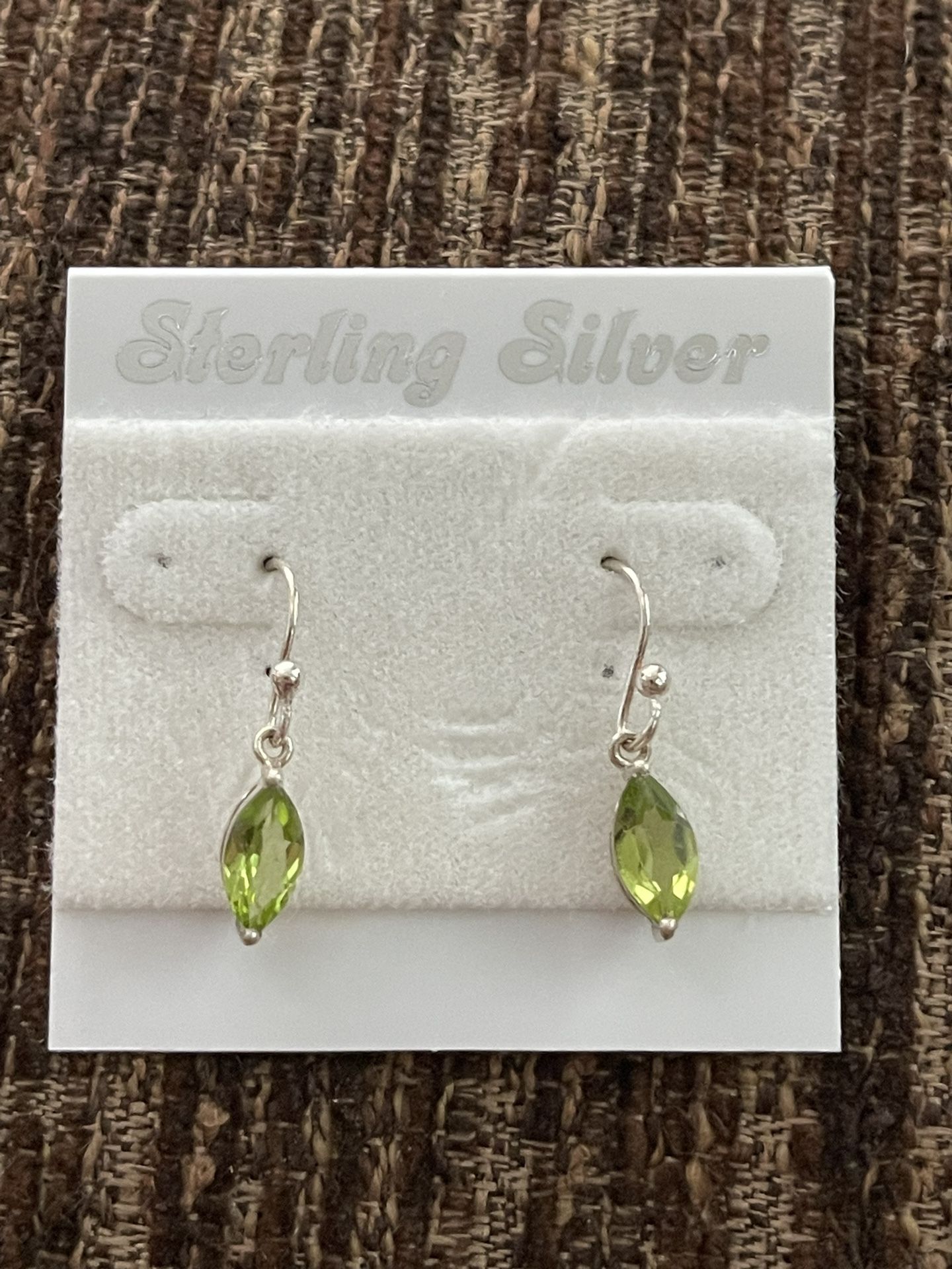 PERIDOT SOLITAIRE STERLING SILVER EARRINGS 