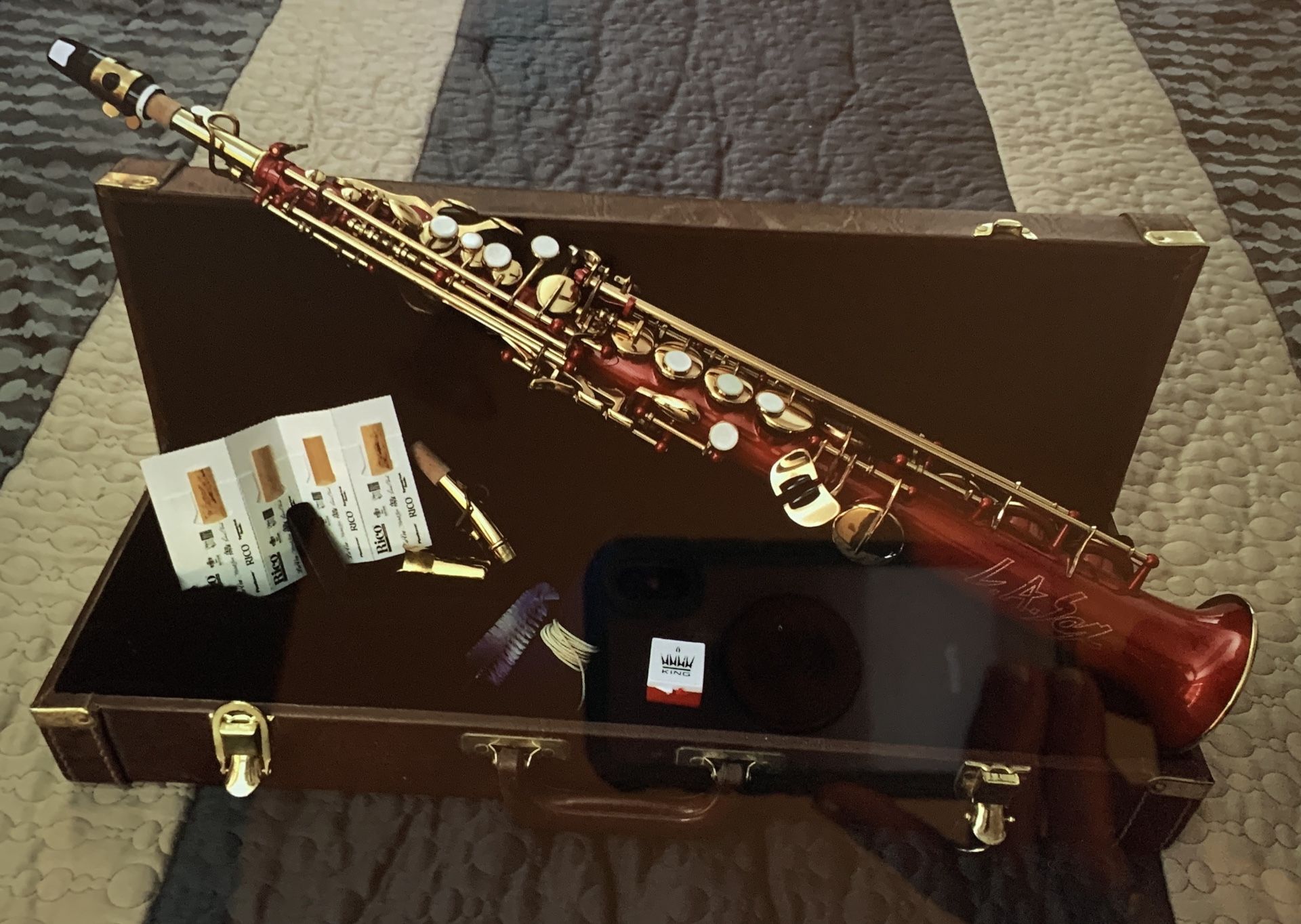 Saxophone - Soprano LA Saxophone - Red with Gold trim