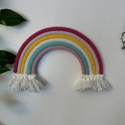 Rainbow Macrame Wall Decor Multicolor Colorful Little Girl Nursery Baby Room