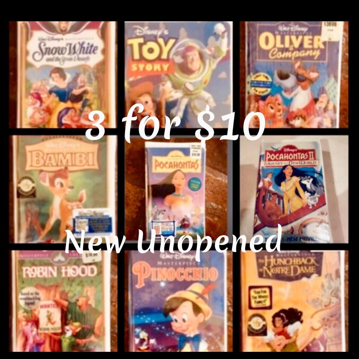 VTG-Disney Videos -Unopened. 3 for $10