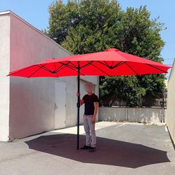 New in box $95 Large 15 FT Double Sided Umbrella Outdoor Patio Garden Yard (Weight base not included)