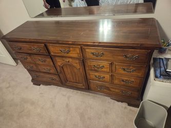 Wood Dresser with Drawers and Cabinet