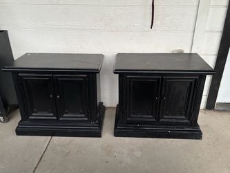 Black Wood Nightstand Cabinet Set of 2